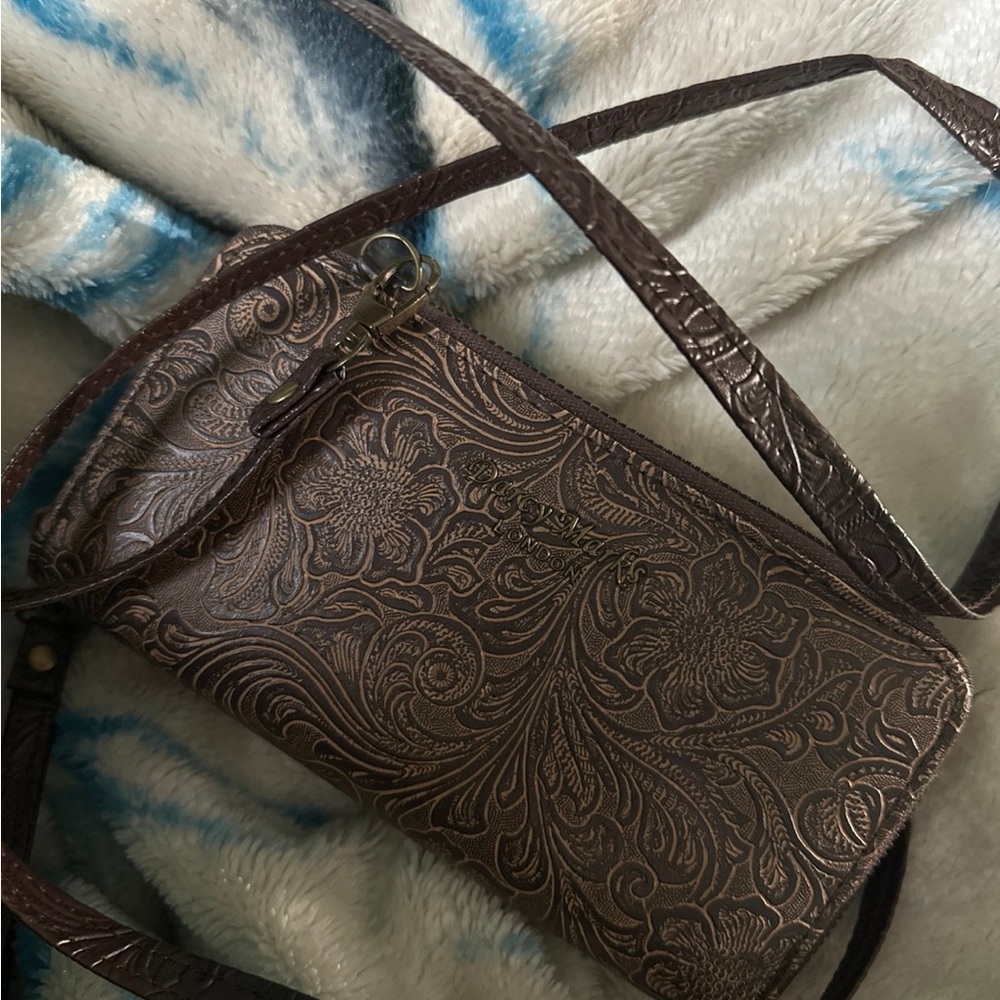 Embossed Brown Crossbody Bag